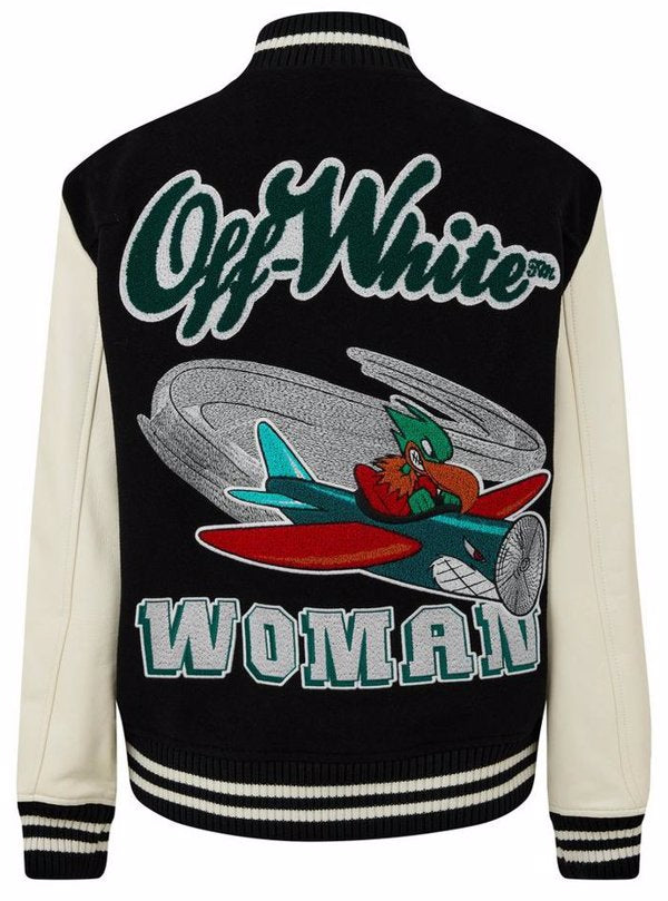 OFF WHITE Women's Embroidered Varsity Jacket